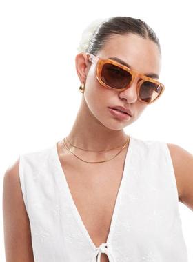 A.kjaerbede 女士 太阳镜 Max 超大号环绕琥珀太阳眼镜(burnt)