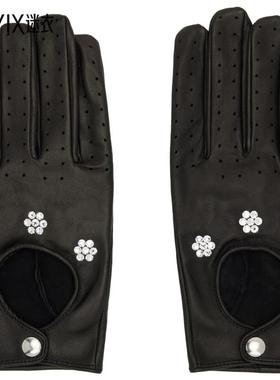 Ernest W. Baker 男款黑色 Floral Studded Appliqué Driving 手