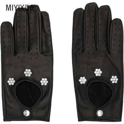 Ernest W. Baker 男款黑色 Floral Studded Appliqué Driving 手