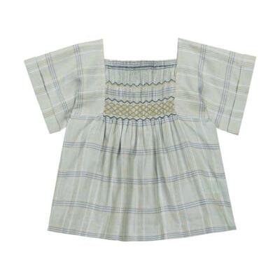 Bonpoint 女童 上衣 Pays 格纹亚麻衫童装