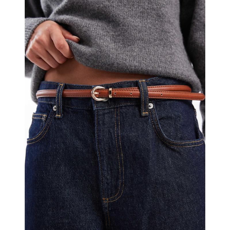 Vero Moda 女士 腰带 细款白兰地色人造皮皮带