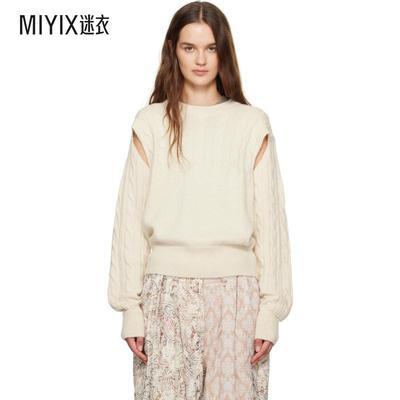 OPEN YY 女款灰白色 Convertible Cable Knit 毛衣 迷衣时尚
