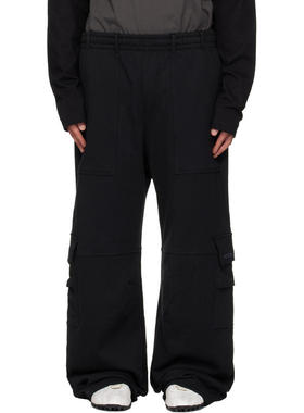 We11Done 男士 长裤 黑色 Curved Jersey 工装裤