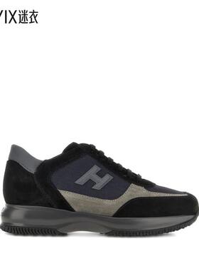 Hogan 男款INTERACTIVE TECHNICAL INSERTS 绒面革光滑皮质布织运