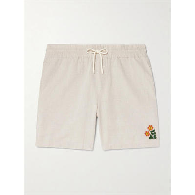 PORTUGUESE FLANNEL 男士 FW26 短裤 Spring 直筒刺绣亚麻棉混纺