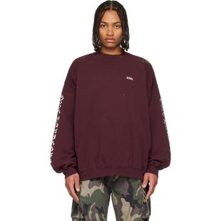 酒红色 Hardcore 套头衫 男士 Oversized 卫衣 2001 032C Since