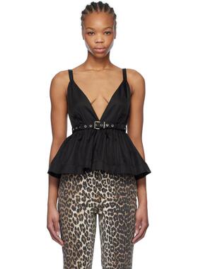 Ganni 女士 背心 黑色 Duchesse Nylon 上装