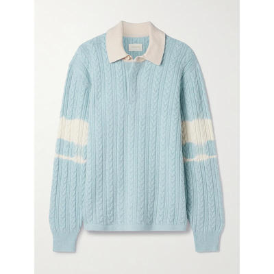 Aimé Leon Dore 女士 POLO衫 粗线针织条纹羊毛棉混纺Polo衫