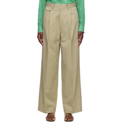 AURALEE 女士 长裤 卡其色 Washed Finx Chino One-Tuck