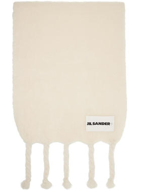 JIL SANDER女士 围巾 灰白色 Wide Wool Blend 围巾