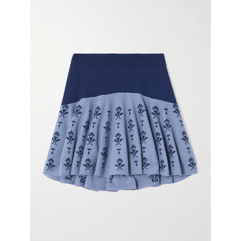 Conner Ives 女士 SS25 迷你裙 Two-tone 提花针织迷你半身裙