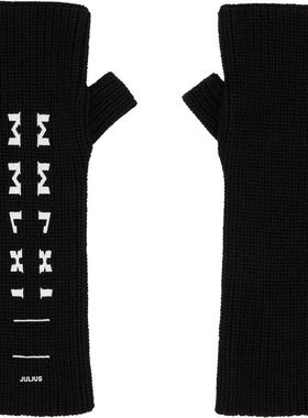 julius 男士 手套 黑色 Silk  Cotton Printed 露指手套