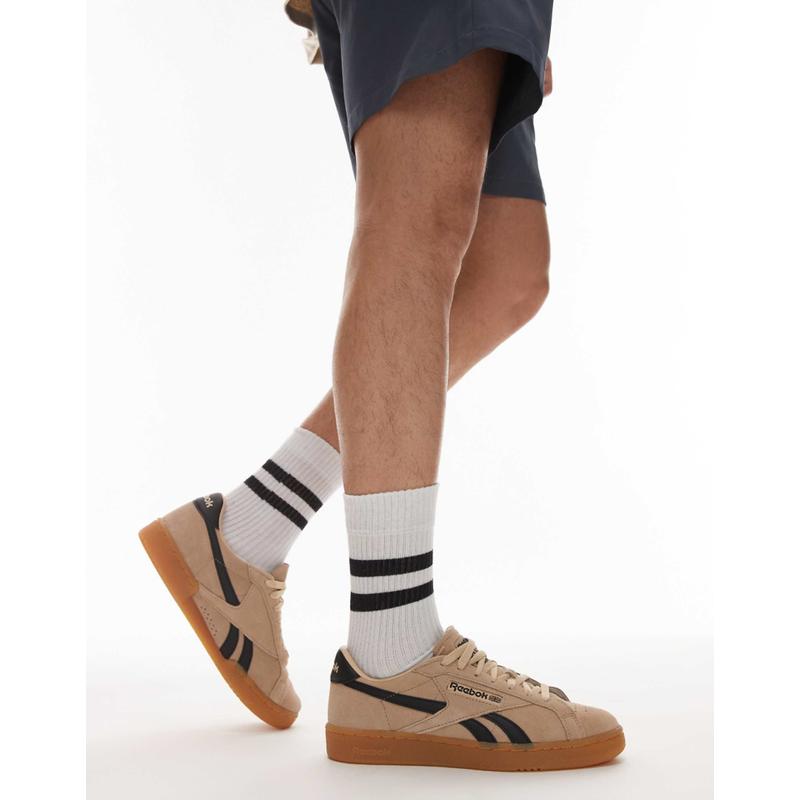 Reebok 男士 运动鞋 Club C Grounds 褐色黑色训练鞋