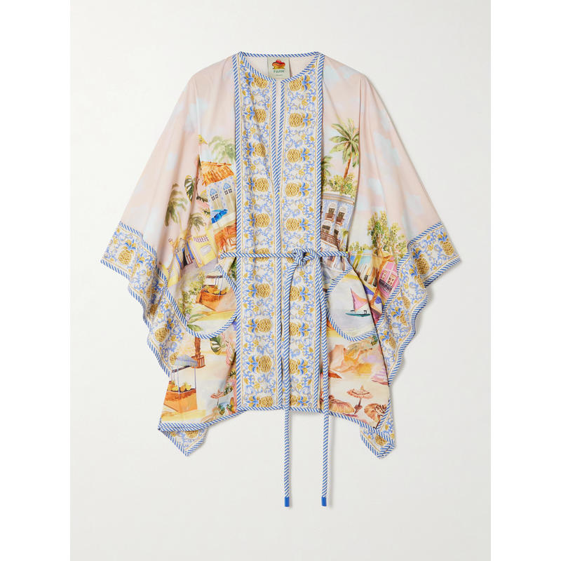 FARM Rio 女士 上衣 Aracati 束带印花有机棉质府绸长衫