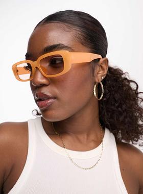 Monki 女士 太阳镜 小号方形黄色太阳眼镜