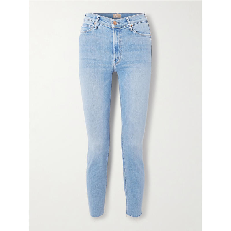 Mother Denim 女士 牛仔长裤 Dazzler 及踝磨破中腰细脚牛仔裤