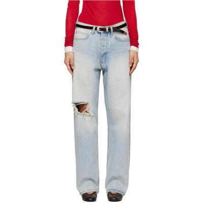TONYWACK 女士 牛仔长裤 蓝色 Distressed Loose Straight 牛仔裤