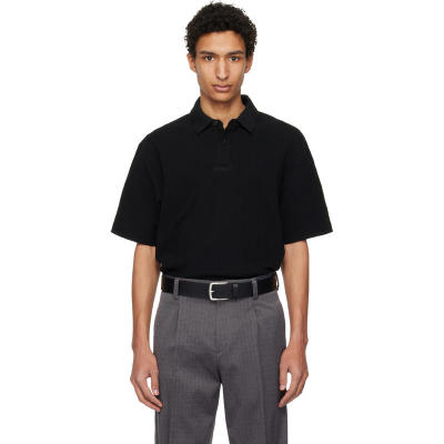 Hugo 雨果 男士 POLO衫 黑色 Waffle-Structured Polo 衫