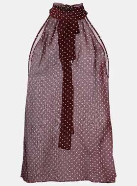 Nili Lotan 女士 背心 Alla 波尔卡圆点挂脖真丝上衣