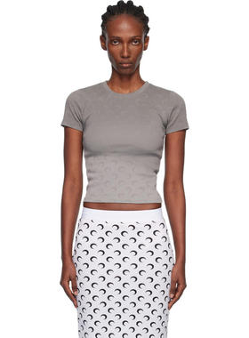 Marine Serre 女士 T恤 灰色 Faded Moon Jersey Baby Fit