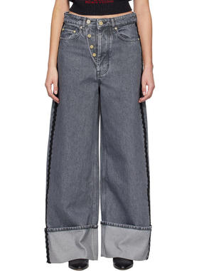 Ganni 甘尼 女士 牛仔长裤 灰色 Double Fly Baggy 牛仔裤