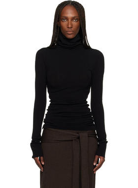 Issey Miyake 女士 上衣 黑色 October Cotton Baguette 高领衫