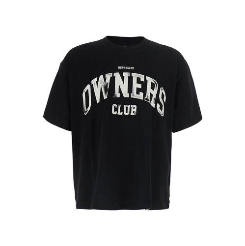 Represent 男士 FW26 T恤 front 黑色水手领大号印花棉质()