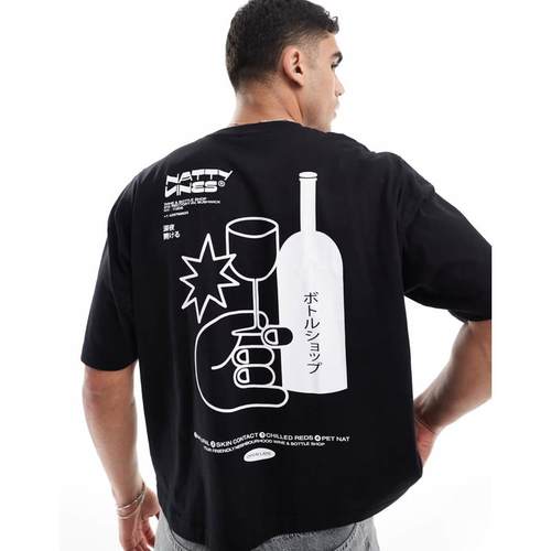 ASOS DESIGN 男士 T恤 drinks 设计宽松款印花T恤(黑色)
