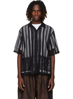 South2 West8 男士 衬衫 黑色 Poly Lace Cabana 衬衫