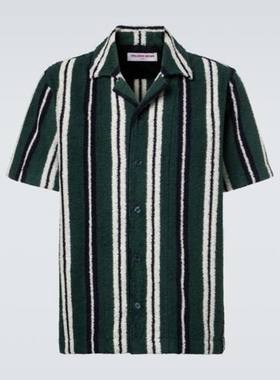 Orlebar Brown 男士 衬衫 Griffith 条纹棉混纺厚绒布保龄球衬衫