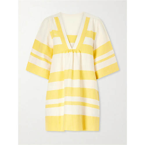 Lemlem 女士 FW26 短款连衣裙 Belkis 条纹棉质土耳其式长衫