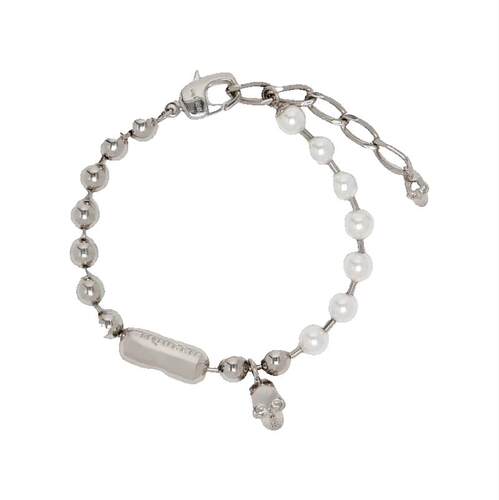 MCQUEEN 亚历山大·麦昆 男士 SS26 手链 Skull  Pearl Bracelet