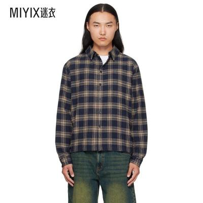 Dime MTL 男款海军蓝 Plaid Flannel 衬衫 迷衣时尚