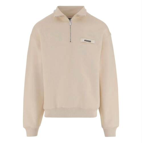 Jacquemus 雅克慕斯 男士 卫衣 HALFZIP 浅褐色罗缎徽标运动衫
