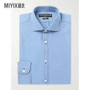 FAVOURBROOK 男款Burlington 剪口领靛蓝染色棉/青年布衬衫 迷衣