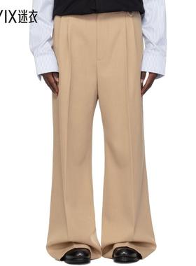 EGONLAB 男款驼色褶裥长裤 迷衣时尚