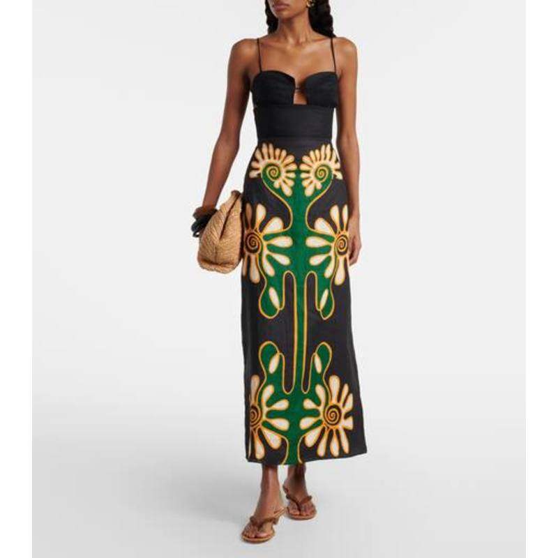 Cala De La Cruz 女士 中长裙 Celina 印花亚麻中长半身裙,女装/女士精品,半身裙,淘宝优惠券,粉丝福利购,淘宝优惠卷