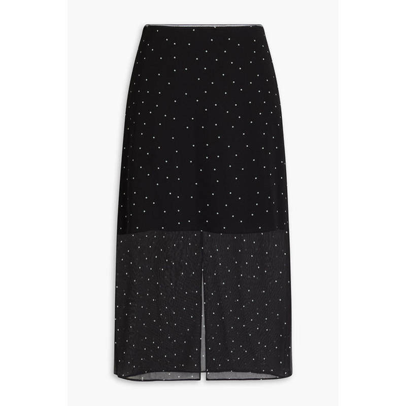 Vince 女士 中长裙 波尔卡圆点真丝混纺雪纺半身裙