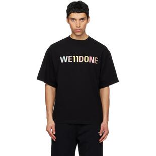 We11Done 男士 T恤 黑色 Patchwork