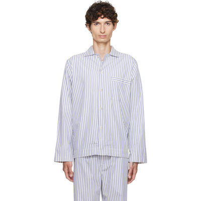 Tekla Fabrics 男士 服装 白色  蓝色 Poplin Long-Sleeved 睡衣