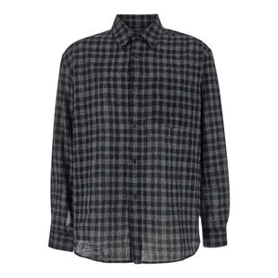 TONYWACK 男士 FW24 衬衫 黑色格纹图案羊毛混纺男士衬衫