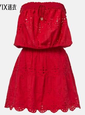 Melissa Odabash 女款Collette 刺绣棉质迷你连衣裙 迷衣时尚