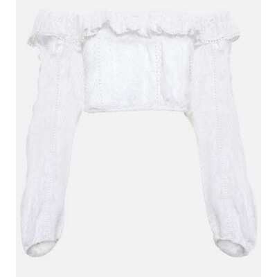 LoveShackFancy 女士 上衣 Dorabella 露肩棉混纺短款