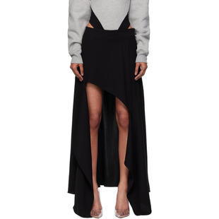 Mugler 穆勒 女士 超长裙 黑色 Asymmetrical Cascading 半身裙