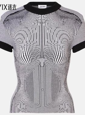 Jean Paul Gaultier高缇耶 女款Morphing 细条纹提花针织上衣 迷