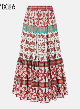 La DoubleJ 女款大号印花层叠棉质长款半身裙 迷衣时尚