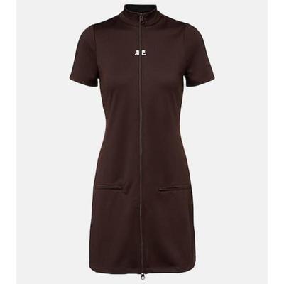 Courrèges 女士 短款连衣裙 棉毛布针织拉链迷你连衣裙