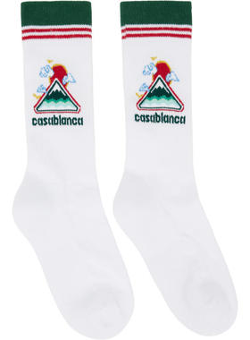 Casablanca 男士 袜子 白色 Montagne Ondulee 中筒袜