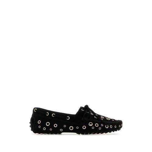 Gimaguas 女士 FW25 休闲皮鞋 Car 黑色绒面革乐福鞋