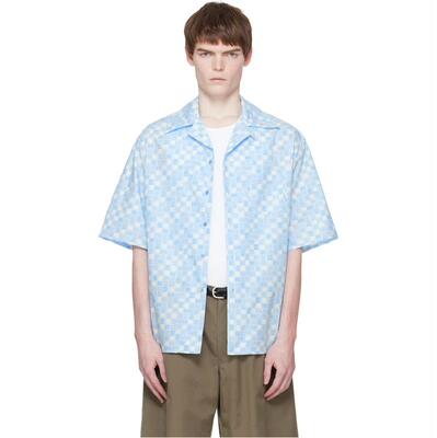 Marni 玛尼 男士 衬衫 蓝色 Rhythms Print Poplin